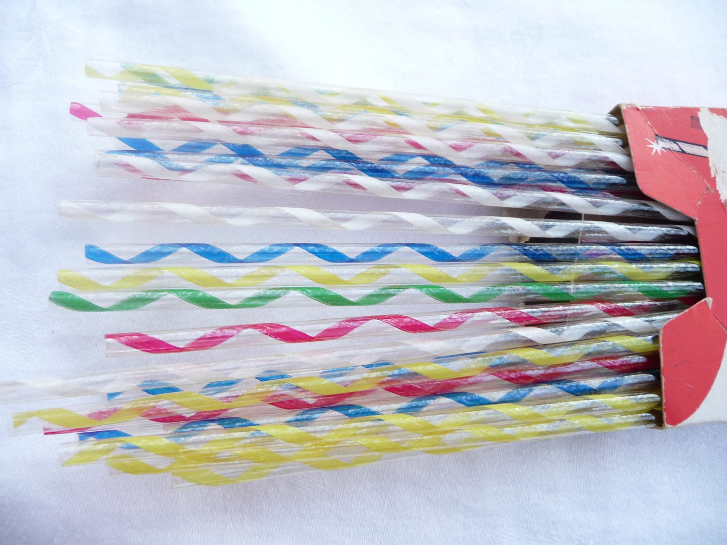 Vintage Cellophane Drinking Straws Rainbow Colors