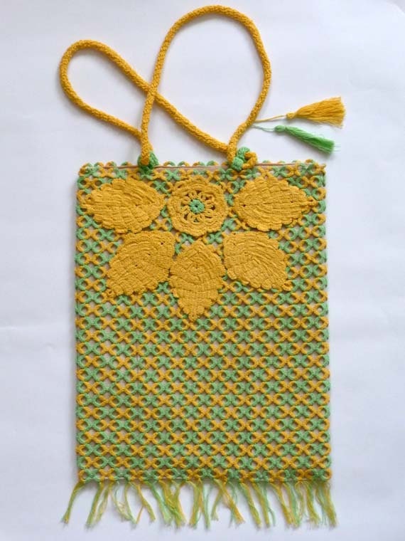 OOAK Bag - Tatting bag "Autumn" - Gift for her - yellow-green bag