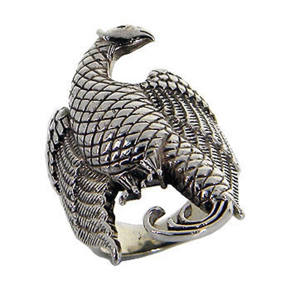 Phoenix Bird Sterling Silver Ring Suitable for Big Size Ringer. Black ...