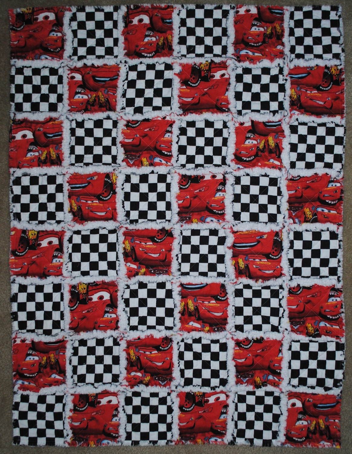 Cars Lightning McQueen Rag Quilt