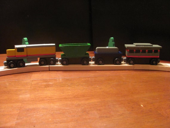 Items similar to Handmade Wooden Toy Train - Freight Train - 4 cars ...