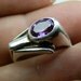 Vintage 925 Silver and Amethyst gemstone ring. Unique. Signed. Size 10.5