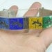 Vintage Siam Enamel 925 sterling silver Bracelet. Dancers. Multi colored. Clasp. Very unique.