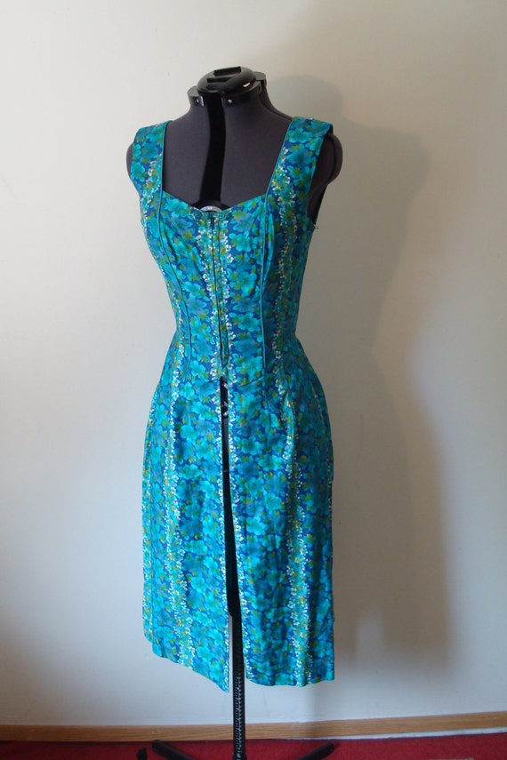 Vintage 1960s Blue Dress // Pin Up // Vintage Resort Wear