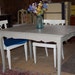 Reserved for 24 hours: Shabby But Chic Vintage Wood French Style Kitchen / Dining Table in French Linen