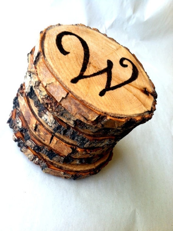 Rustic Tree Branch Coasters with Woodburned by SoPurdyCreations