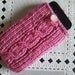 cell phone pouch, hand knit pink iphone/ipod 3G 3GS 4G case, it is decorated with button, usa seller