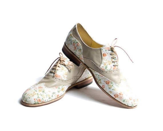 flower pattern and beige oxford shoes FREE WORLDWIDE