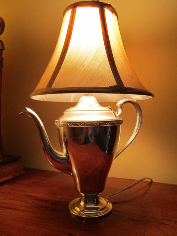 Antique silver tea pot lamp