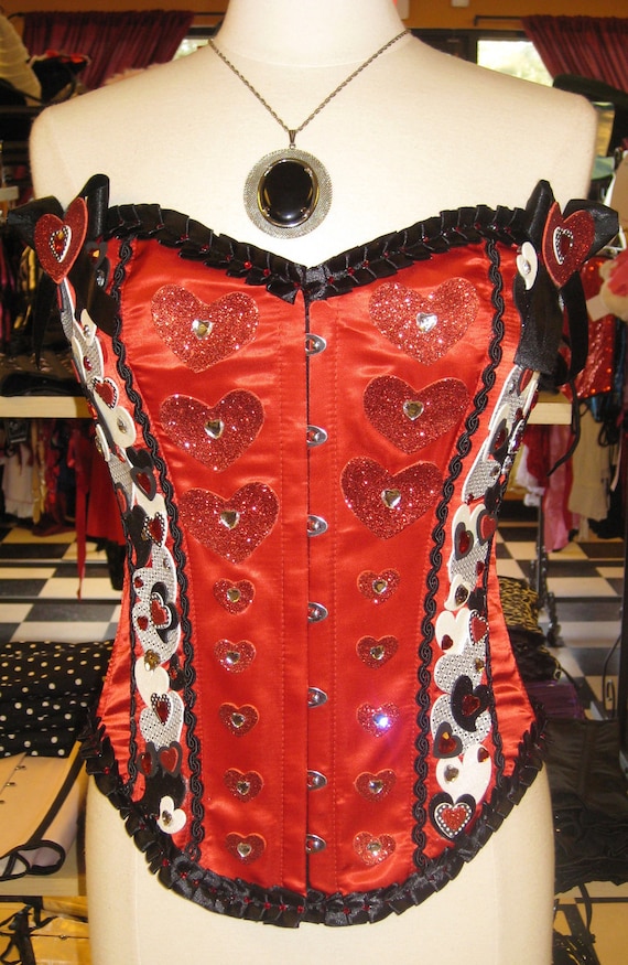 Queen of Hearts Corset Red Steel Boned by BremaEbbingCostume