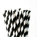 25 Black Paper Straws, Party Striped Straws