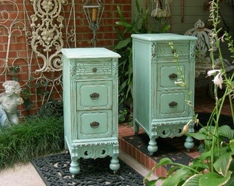 2 NIGHTSTANDS Custom Order For Your Shabby Chic Bedroom Pair of Shabby Chic Nightstands Hand Painted Furniture Shabby Chic Furniture