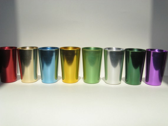 Glasses Cups Mid Tumblers cups  aluminum Century Aluminum MINT Drinking Multi vintage Colored drinking