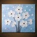 White Flowers Painting Light Blue Purple Lavender - Abstract Acrylic Floral - 24x20 High Quality Original Modern Fine Art
