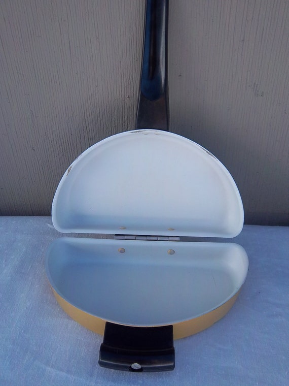 Vintage Folding Omelet Pan with Recipes Mustard Yellow