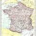 Vintage France map cartography vintage mid century atlas map