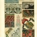 Antique Vintage 1894 Gorgeous Chromolithograph, Folk Art Textiles, 1800s art German color lithograph