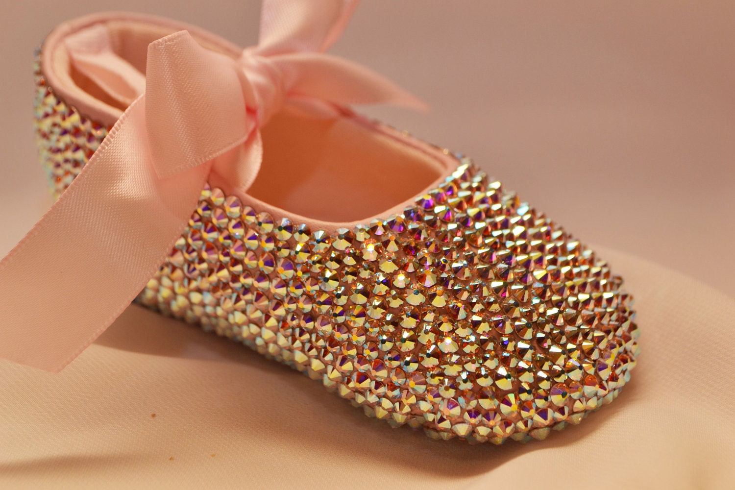 Pink Baby Rhinestone Shoes Swarovski Crystal leather shoe