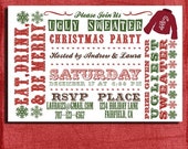Holiday Christmas Ugly Sweater Party Invitation- 4x6 Invitation-Print at home Il_170x135