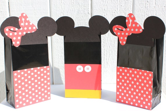 Items similar to Minnie & Mickey Mouse Treat Bags on Etsy