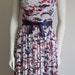 Nautical Dress Print Vintage 1970s Matching Shawl Red, White & Blue Maxi Dress Sleeveless KeyHole Back Opening Patriotic 4th of July Dress