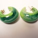 Vintage Lucite Green Swirl Hoop Earrings 1 inch 1960s Thick Chunky