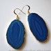 Blue Agate Slice Gold Earrings