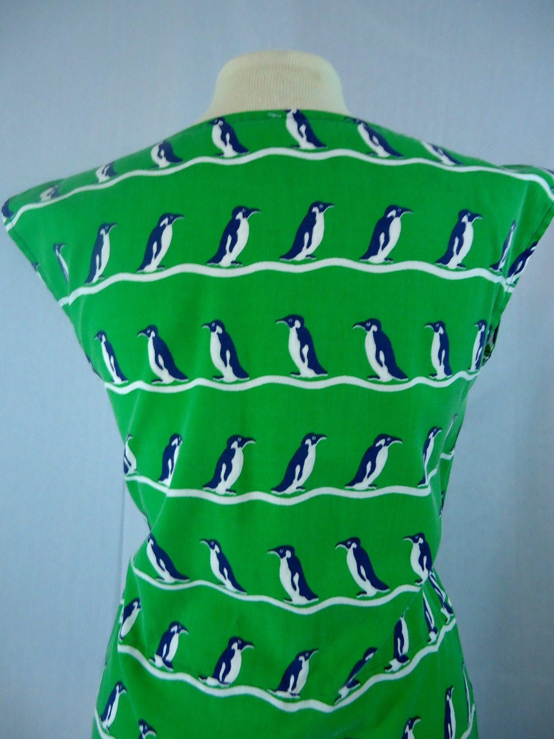 70s Funky Green Penguin Dress Vintage by R3MiX3D LARGE