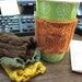 Owl Coffee Cozy in Warm Earth Tones - Made to order