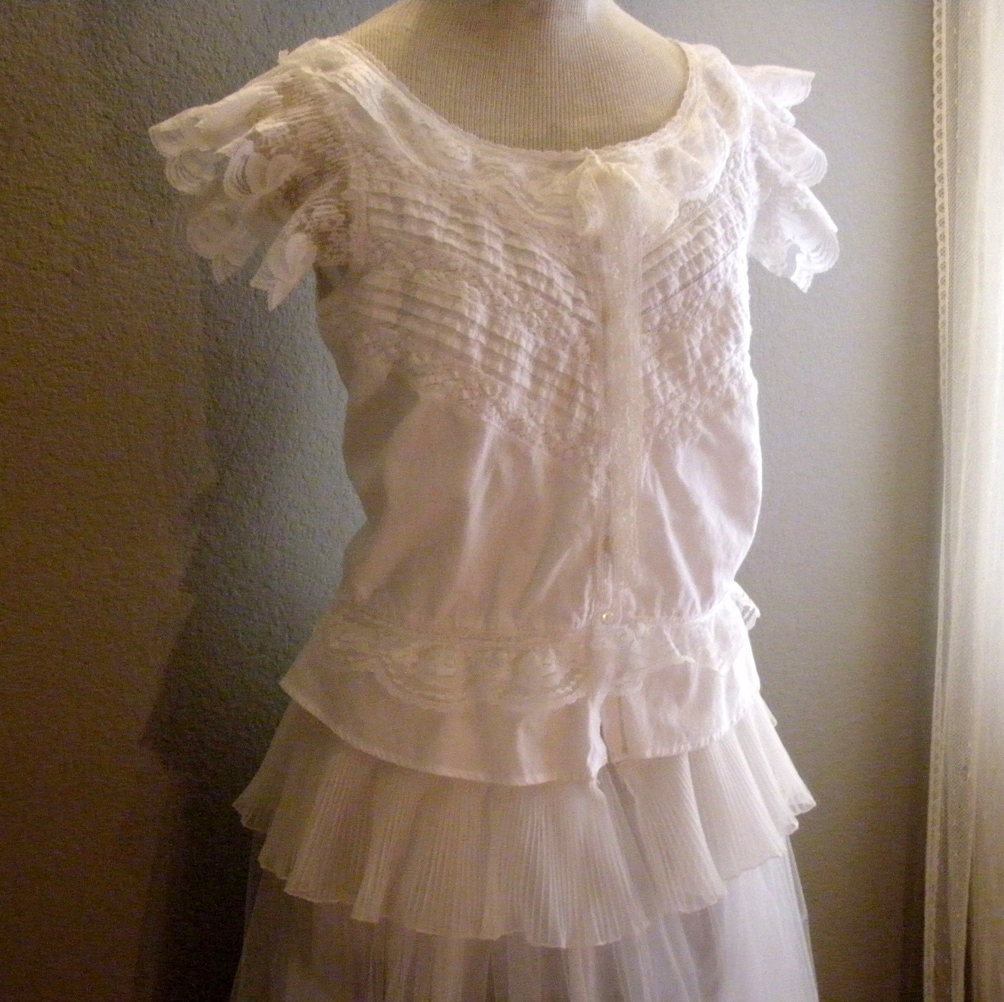 Romantic Ruffled Lace Blouse Recycled by SweetRepeatVintage