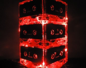 Red Rockstar Steam Punk Rock n Roll Music Wedding Table Centerpiece Mixtape Cassette Tape Light LED
