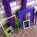 Home Decor, Lime and Purple, Vintage Frames and Sconce, Painted, Upcycled,