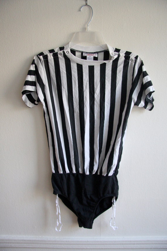 Vintage Cotton Referee Striped TShirt SnapClose by zeitgeistik
