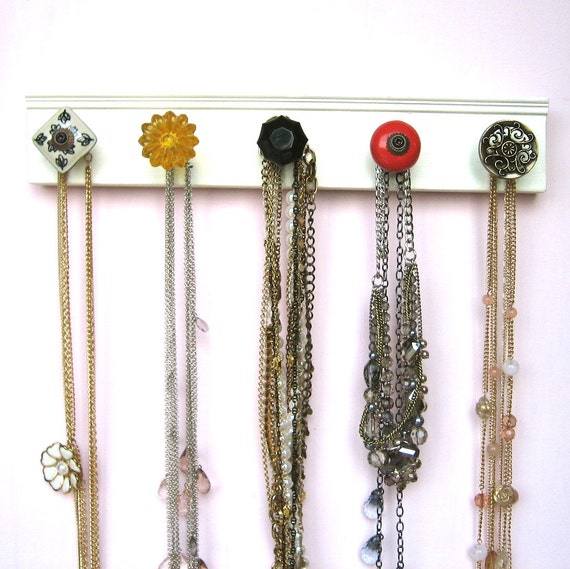 Dorm Room Jewelry Rack with Assorted Knobs