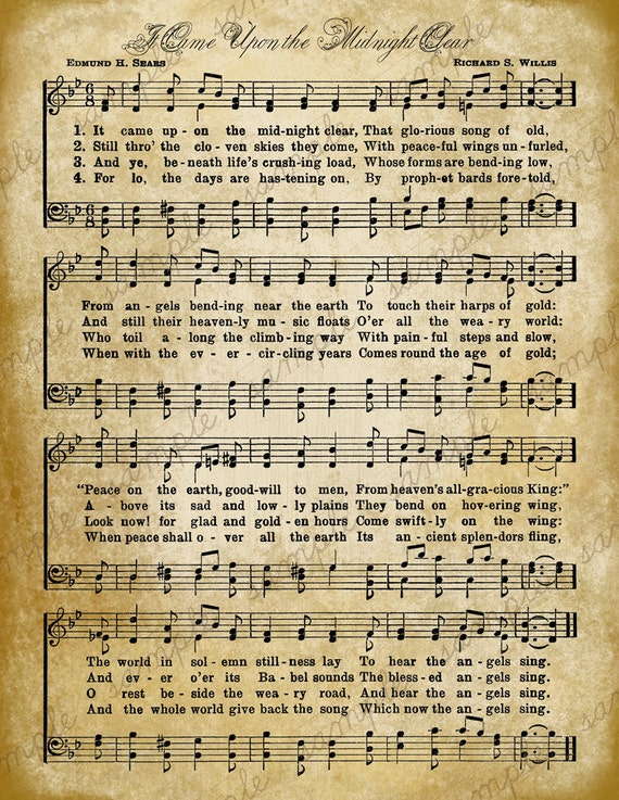 Grungy Aged Vintage Christmas Carol Music Digital Sheet 