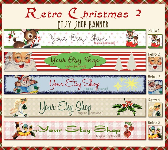 christmas banner etsy from Christmas Shop Retro Choice 5 Etsy Banner Set Your