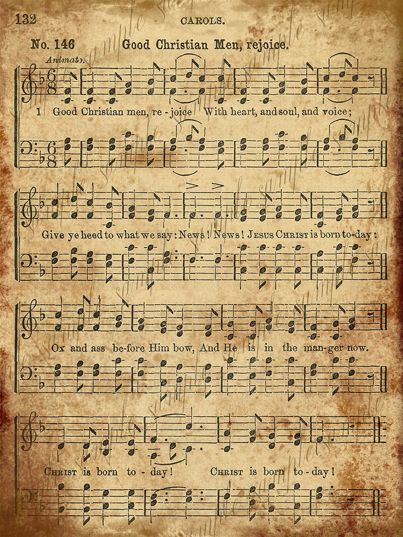 grungy aged vintage christmas carol music digital sheet christmas carrol