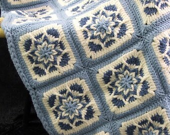 PDF Pattern - AMAZING STAR Afghans - 4 Crochet Starburst Designs - Square,Lg Square,Round,Hexagon. Fun To Make Show Stopper Afghans!