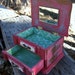 Distressed Upcycled, Recycled, Repurposed Watermelon Pink & Sea Blue Jewelry/Trinket Box: OOAK