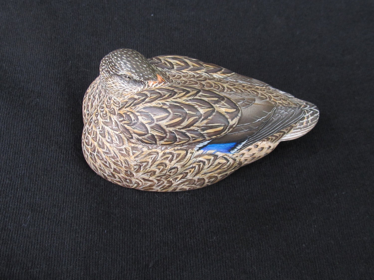 Miniature Sleeping Mallard Duck Decoy by Greg Pususta
