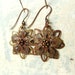 Copper Verdigris Earrings. Olive Rust Patina Earrings. Flower Dangle Earrings. Verdigris Jewelry