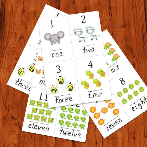 Number Flash Cards Printable PDF by ColorCog on Etsy