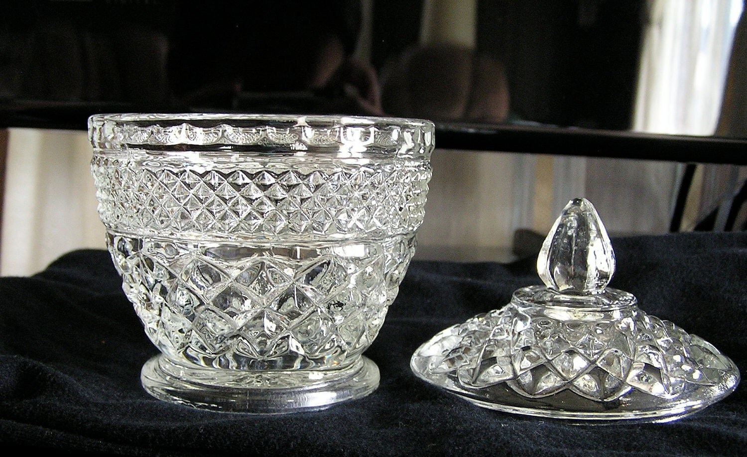 Vintage Glass Sugar Bowl With Lid by artsycreationsgalore on Etsy