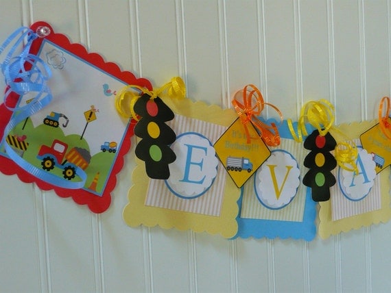 Construction Happy Birthday Banner KIT (you assemble them) Il_570xn