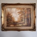 Original Antique OIL PAINTING Schiller Large Vintage Gesso Wood Frame Baroque Autumn Forest Scene Landscape