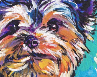 Yorkshire Terrier yorkie art print pop dog art bright colors 13x19 LEA