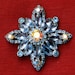 Vintage Glass Rhinestone Brooch Blue Floral