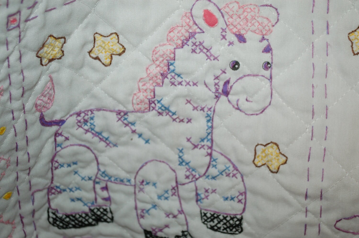 Hand Embroidered Baby Blanket Animal Crib Quilt Needs Trim