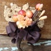 Peach and Brown Millinery Stamen Paper Flower Vintage Lace Bouquet Boutonniere