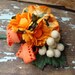 Vintage Creamy White Frosted Stamen with Sunset Orange Flower Bouquet Boutonniere